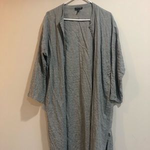 Eileen Fisher, grey blue button up long tunic